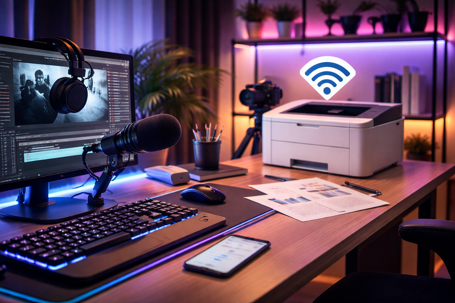 Streamer-setup: fra skærm og mikrofon til printer